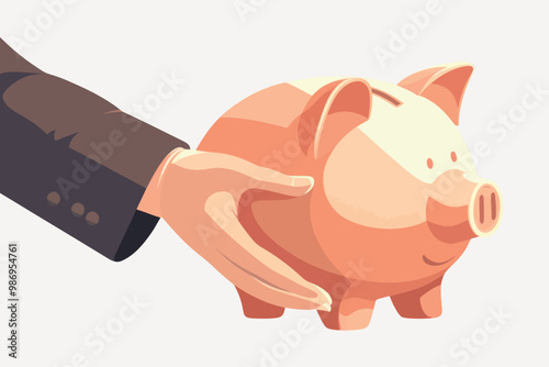 Hand holding piggy bank