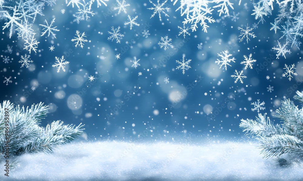 Naklejka premium christmas background with snowflakes, generation ai