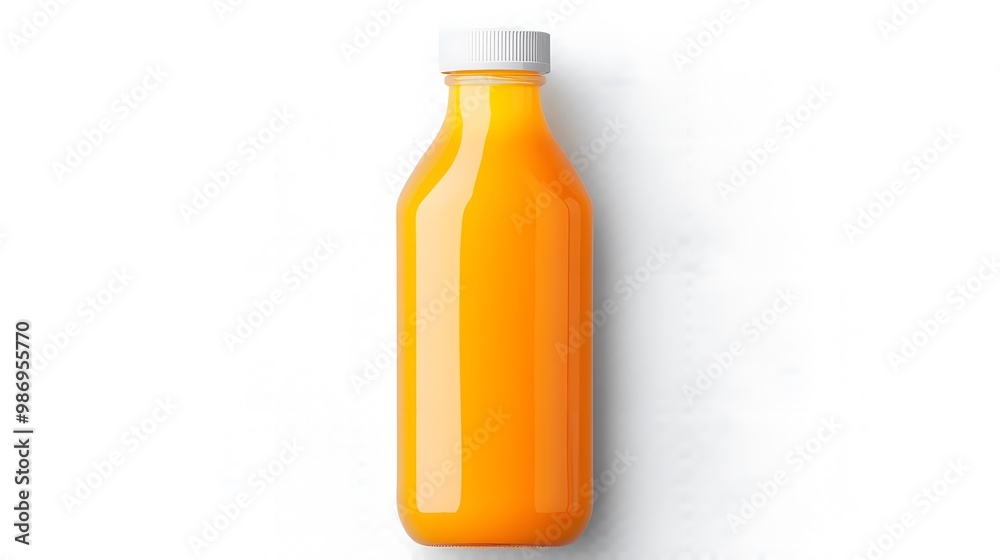 Orange juice bottle isolated on a white transparent background, showcasing the beverage with a clear and clean appearance. Orange juice bottle isolated on a white transparent background, showcasing the beverage with a clear and clean appearance.