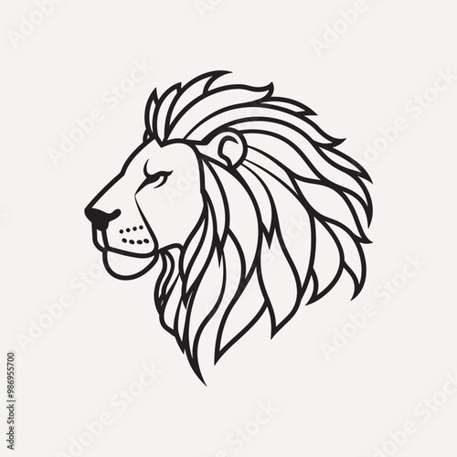 Majestic lion head line art