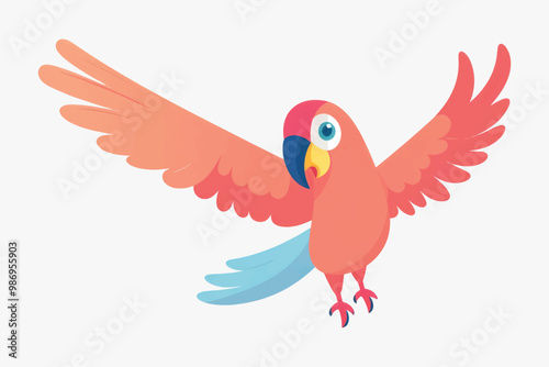 Colorful parrot with open wings