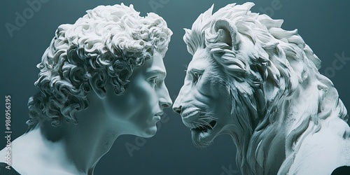 The Lion and The Man: A Face-off in Marble