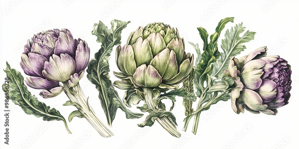 Artichoke Trio: A Botanical Illustration Artichoke Trio: A Botanical Illustration