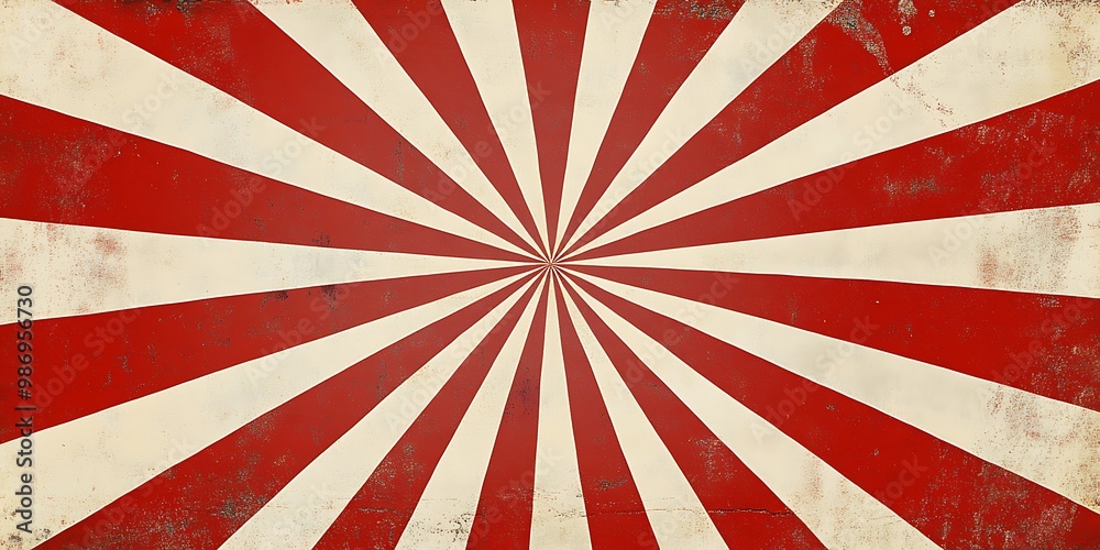 Fototapeta premium sunburst red and cream grunge background with rays.