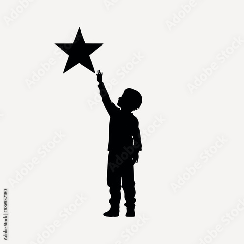 Child reaching star silhouette