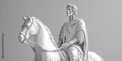 Equestrian Skeleton Statue:...
