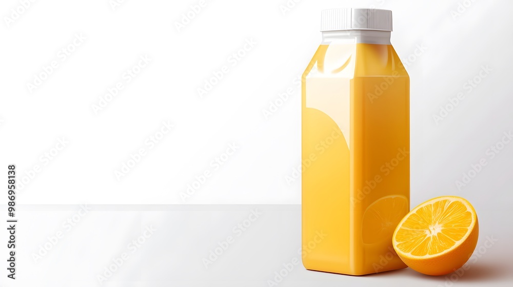 Orange juice carton box isolated on a white transparent background, PNG format. Orange juice carton box isolated on a white transparent background, PNG format.