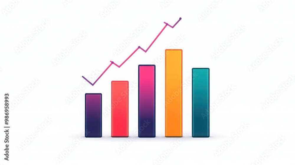 A colorful bar chart with an upward trend represents growth and data analysis, emphasizing performance metrics and success. A colorful bar chart with an upward trend represents growth and data analysis, emphasizing performance metrics and success.