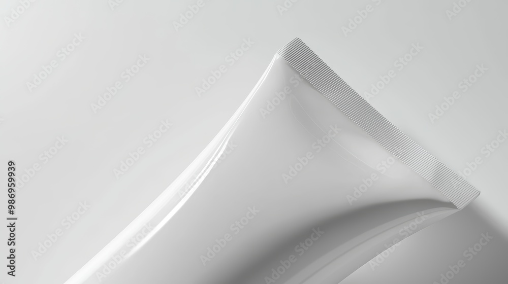 The top of a white cream tube with focus on its smooth texture, set against a minimalist white background, evoking purity and elegance with soft lighting and clean design. The top of a white cream tube with focus on its smooth texture, set against a minimalist white background, evoking purity and elegance with soft lighting and clean design.