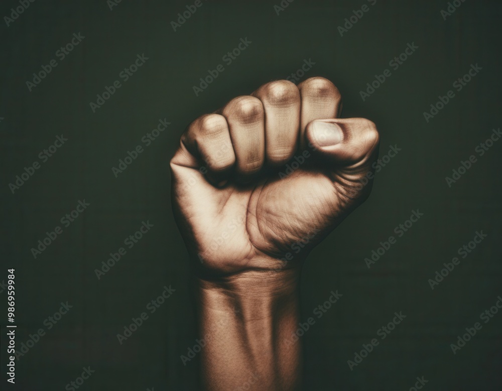 A series of powerful, clenched fists in various skin tones symbolize unity, strength, resistance, and solidarity A series of powerful, clenched fists in various skin tones symbolize unity, strength, resistance, and solidarity