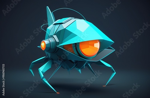 robot chatbot, artificial intelligence in science and business, technology and engineering concept,polygonal style alien robot