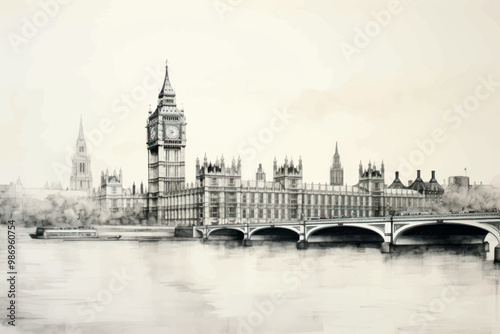 Iconic London landmark illustration