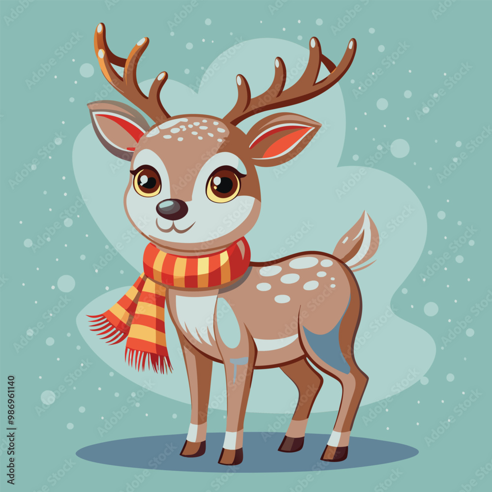 Cute Clumsy Reindeer in winter Cartoon Character Vector Cute Clumsy Reindeer in winter Cartoon Character Vector