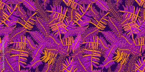 Abstract seamless pattern with leaves in vivid colors. Stock vector illustration for textile or wrapping paper.