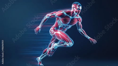 Scientific analysis neural pathways impact on athlete performance visualized copy space background