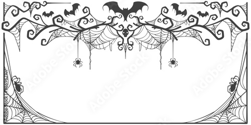 spooky Halloween dividers, bats and spiders. Vector eps