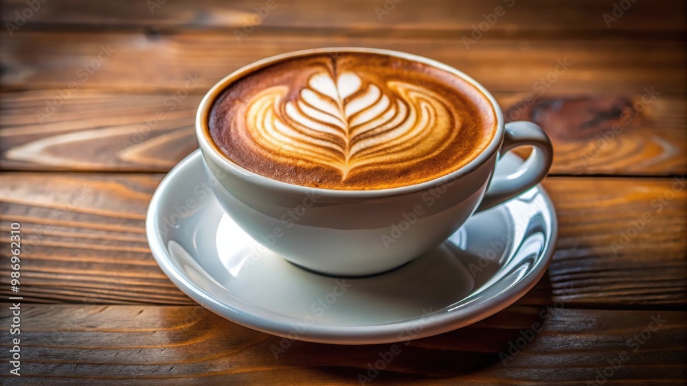 Cappuccino cup with beautifully crafted latte art perfect for coffee lovers Cappuccino cup with beautifully crafted latte art perfect for coffee lovers