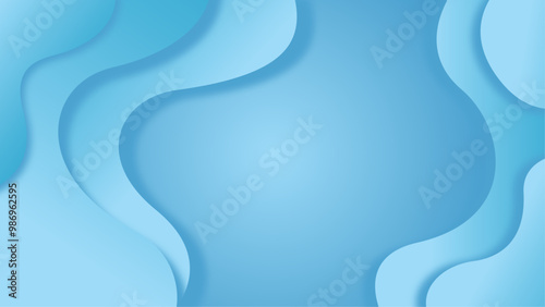 Abstract background with layered paper cut design in light blue tones, featuring smooth, wavy curves for a modern, elegant look.
