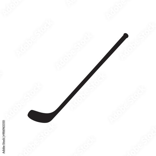  vector of black silhouette of hockey stick