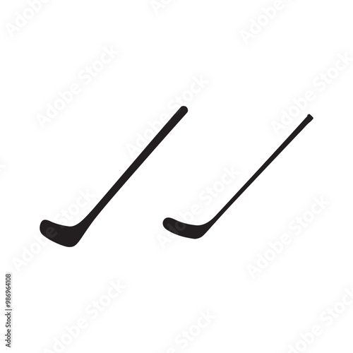  vector of black silhouette of hockey stick