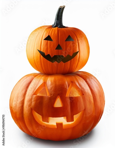 Halloween pumpkins isolated on white background. 3D illustration.