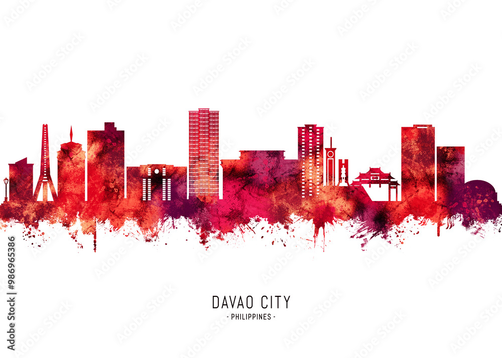 Davao City Philippines Skyline Red Davao City Philippines Skyline Red