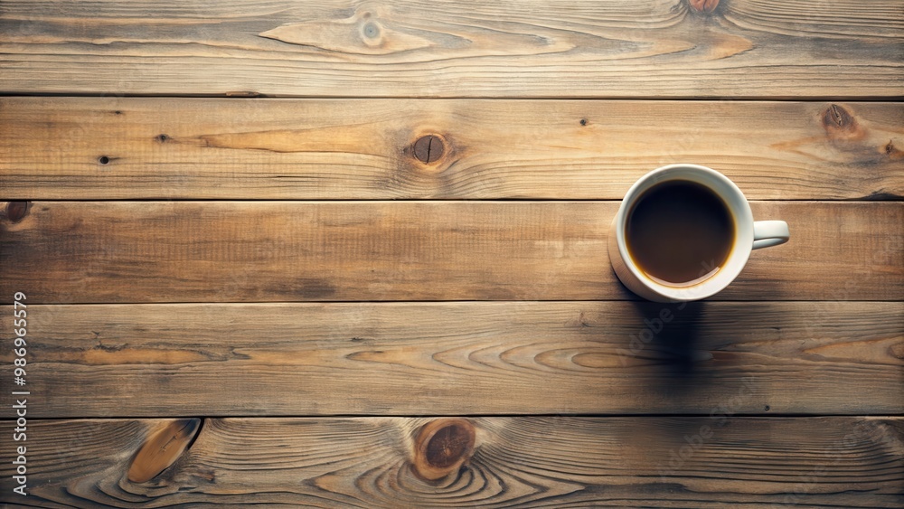 A minimalist and rustic photo of a blank cup of coffee resting on a wooden floor A minimalist and rustic photo of a blank cup of coffee resting on a wooden floor