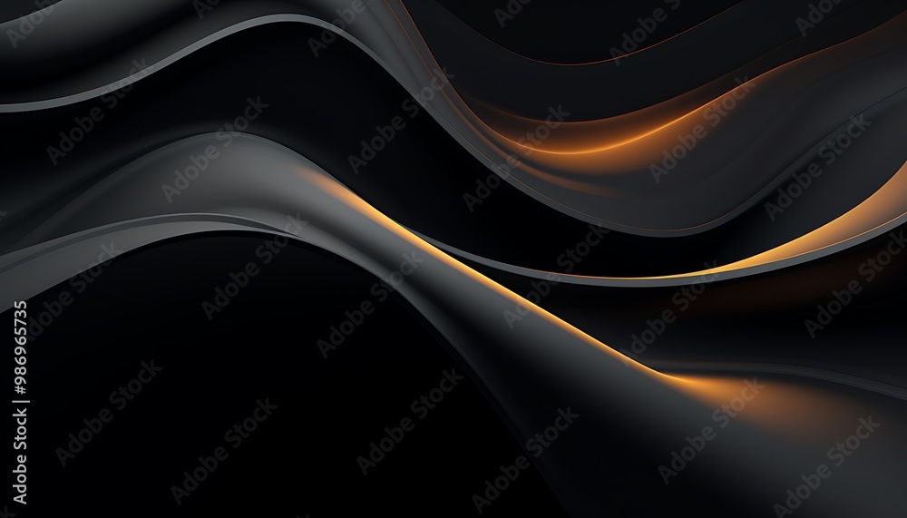 Fototapeta premium A stunning abstract background featuring smooth black and orange waves, perfect for modern design projects