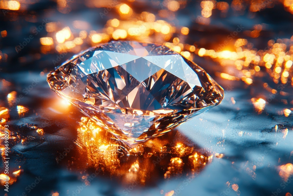 A Sparkling Diamond on a Bed of Golden Shimmer