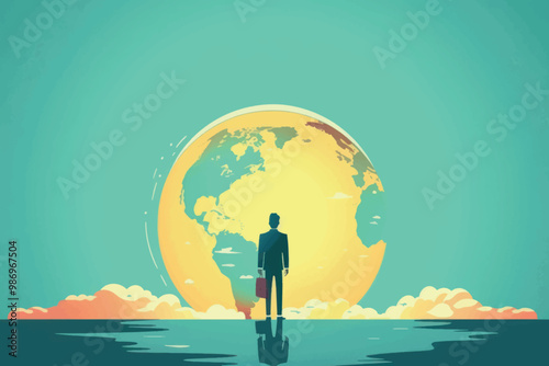 Businessman facing global opportunities
