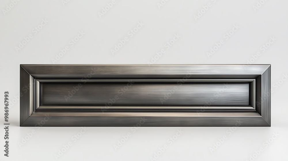 A modern brushed metal frame stands alone on a white background, sleek and contemporary. A modern brushed metal frame stands alone on a white background, sleek and contemporary.