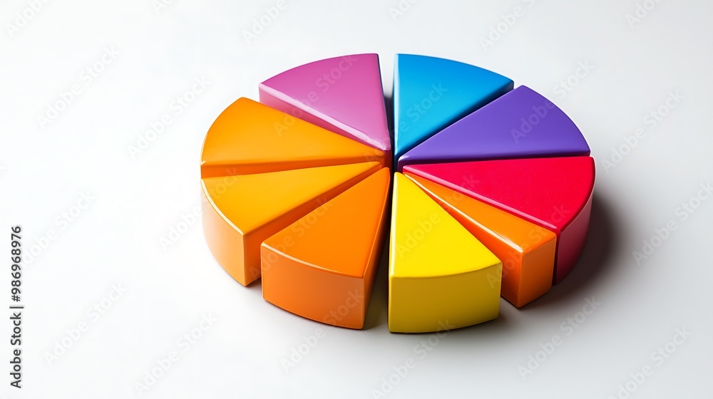 Fototapeta premium A colorful 3D pie chart adds clarity and visual interest to data visualization.