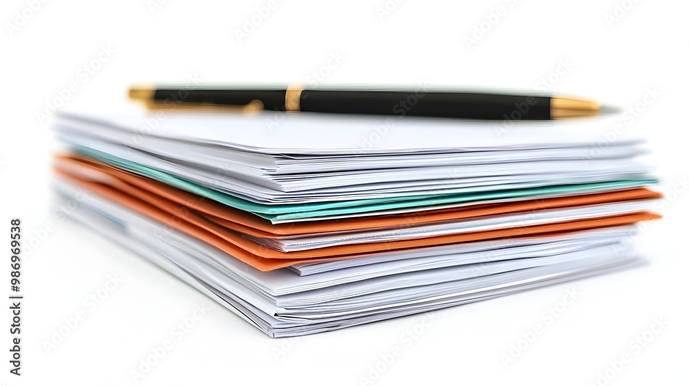 Stack of Client Contracts Ready for Review in Business Office Stack of Client Contracts Ready for Review in Business Office