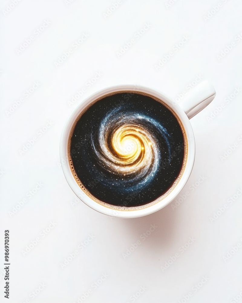 Minimalist Coffee Cup with Spiral Galaxy Reflection – Creative Coffee and Galaxy Theme in Stock Minimalist Coffee Cup with Spiral Galaxy Reflection – Creative Coffee and Galaxy Theme in Stock