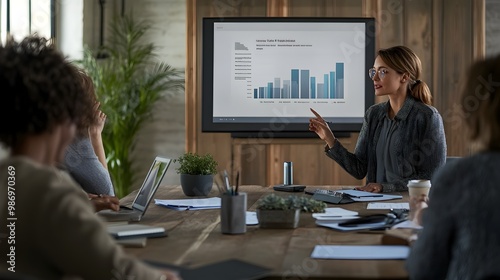 Businesswoman Presenting to Colleagues in Corporate Meeting