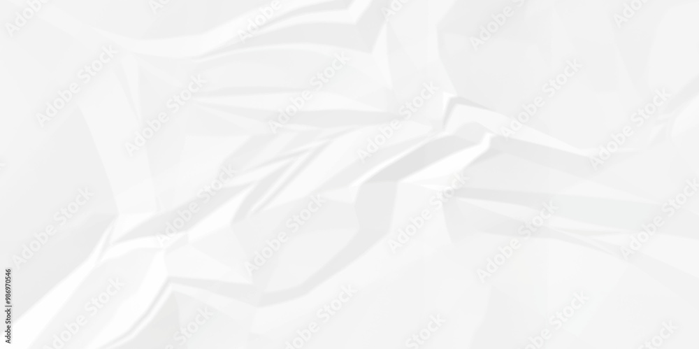 White crumple paper texture handmade macro background. crumple white paper texture abstract shape pattern with copy space Tileble wrinkled.