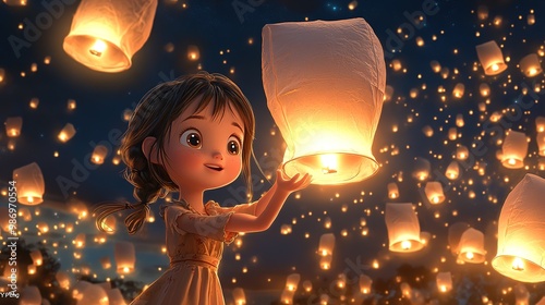 The annual Night of Yee Peng lights up countless illustrations of the lantern festival，generated with AI.