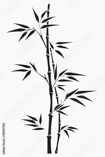 Elegant bamboo silhouette vector art