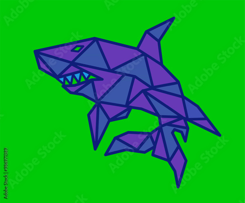 Sharks. Sharks Vector. Sharks geometric design. Sharks green background.