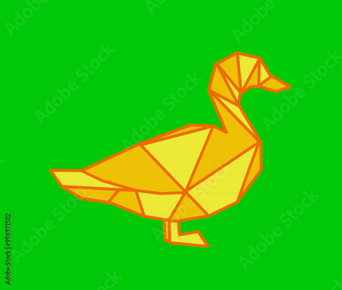 Duck. Duck vector. duck geometric design. duck green background.