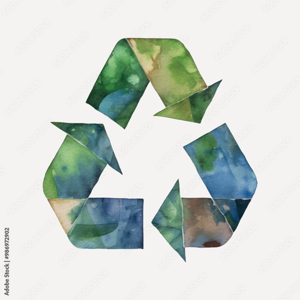 Watercolor recycling symbol art Watercolor recycling symbol art