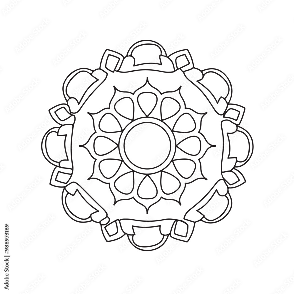 Circular pattern in the form of a mandala. Henna tatoo mandala. Mehndi style. Decorative pattern in oriental style. Coloring book page. Circular pattern in the form of a mandala. Henna tatoo mandala. Mehndi style. Decorative pattern in oriental style. Coloring book page.