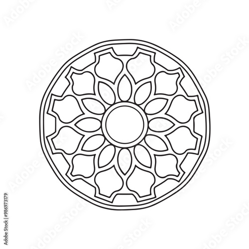 Circular pattern in the form of a mandala. Henna tatoo mandala. Mehndi style. Decorative pattern in oriental style. Coloring book page.