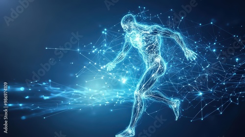 Athlete performance analysis Scientific visualization neural pathways impact on copy space background