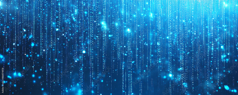 Technology background. Various symbols in blue and shades form columns reminiscent of a matrix. Technology background. Various symbols in blue and shades form columns reminiscent of a matrix.