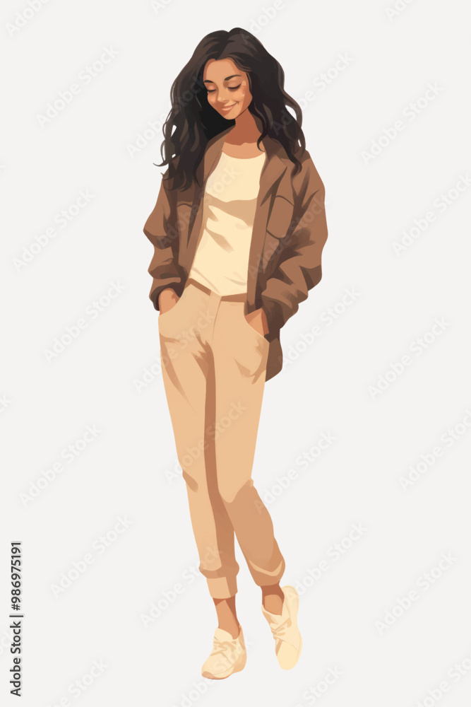 Stylish woman casual outfit illustration Stylish woman casual outfit illustration