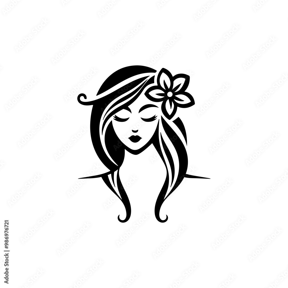 Elegant Charm Black Logo with a Woman's Face Iconic Simplicity Vector Icon of Black Female Face. beautiful floral girl with love sign icon logo Elegant Charm Black Logo with a Woman's Face Iconic Simplicity Vector Icon of Black Female Face. beautiful floral girl with love sign icon logo