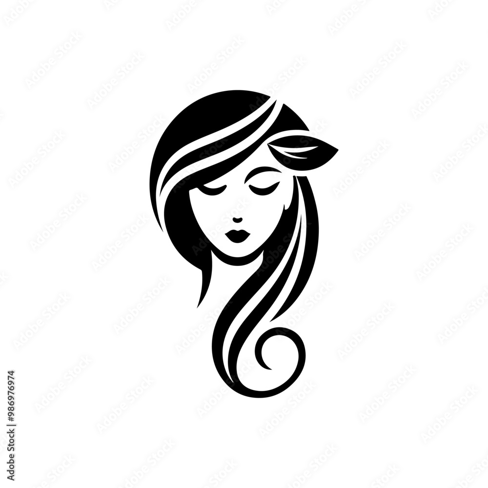 Elegant Charm Black Logo with a Woman's Face Iconic Simplicity Vector Icon of Black Female Face. beautiful floral girl with love sign icon logo Elegant Charm Black Logo with a Woman's Face Iconic Simplicity Vector Icon of Black Female Face. beautiful floral girl with love sign icon logo