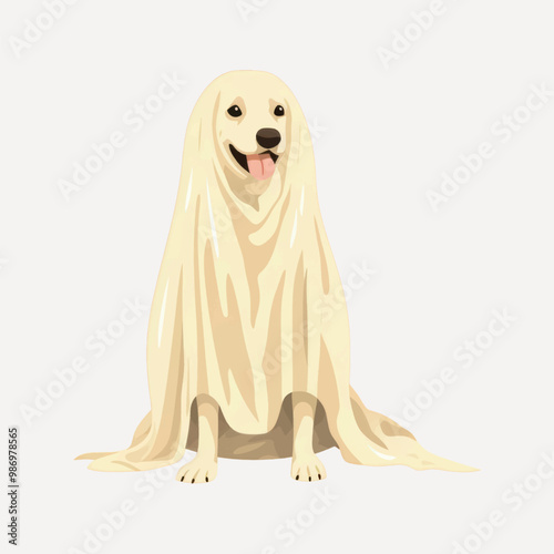 Dog dressed as ghost