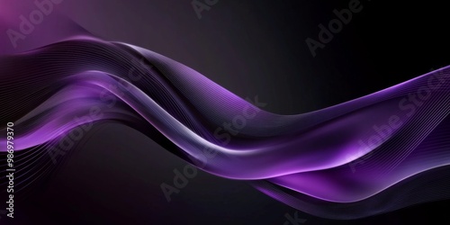 An abstract digital illustration of a purple wave with linear patterns, set against a dark background.